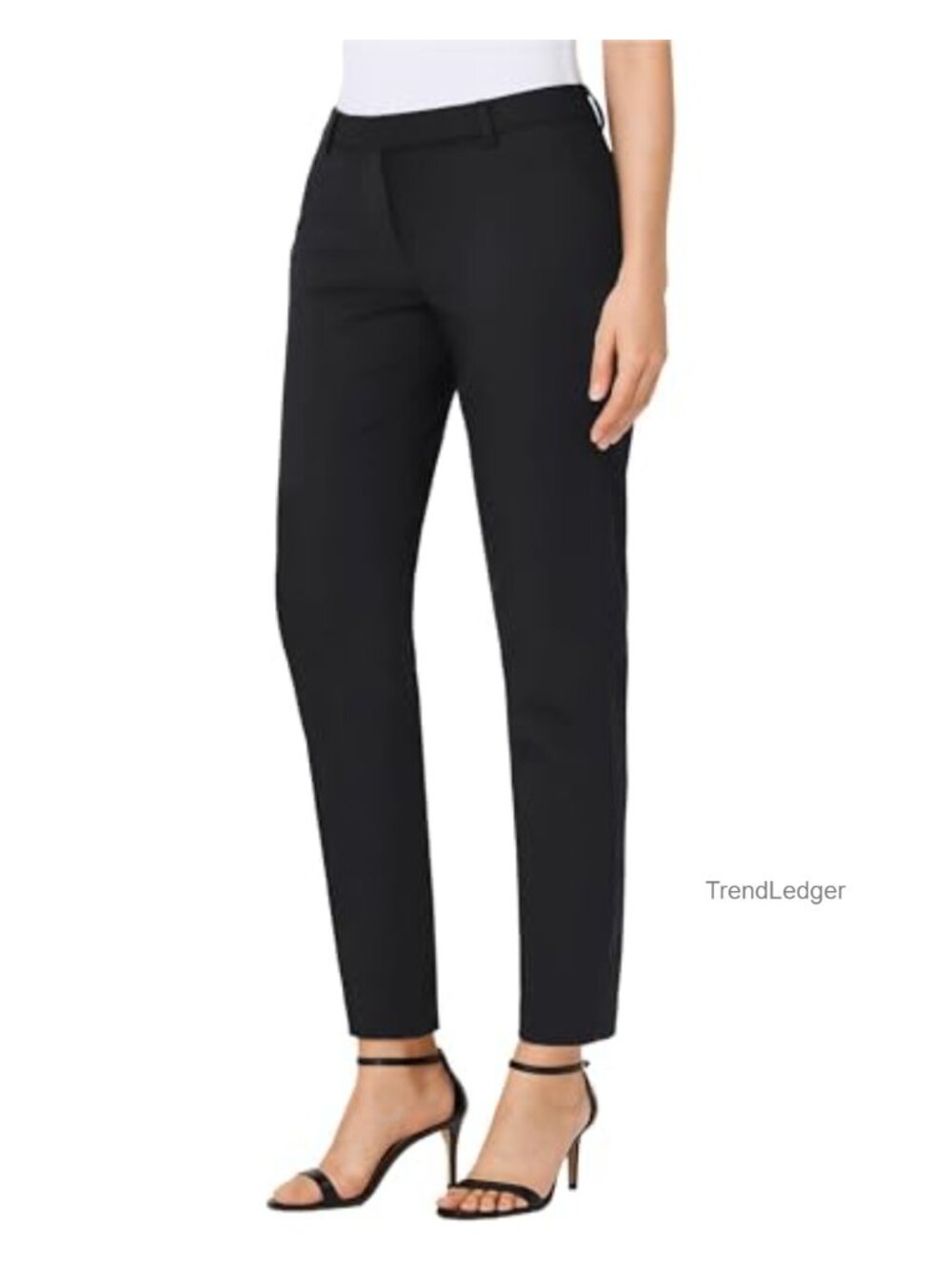 Stretchy High Waist Dress Pants Straight Leg Pull On Work Trousers